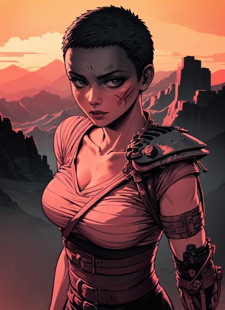 41426-3799148228-bloodstainedai, face portrait of an rugged woman, 1girl, solo, single pauldron, single mechanical arm, shirt, belt, looking at v.png